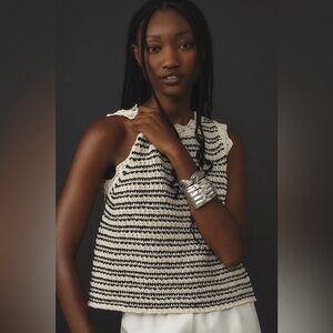 Velvet brand black & cream sleeveless knit top. Size XS